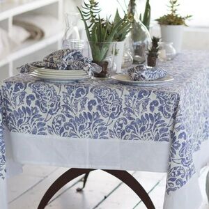 Linen Santorini Tablecloth Mode Living 70” x 90” Wine Resistant